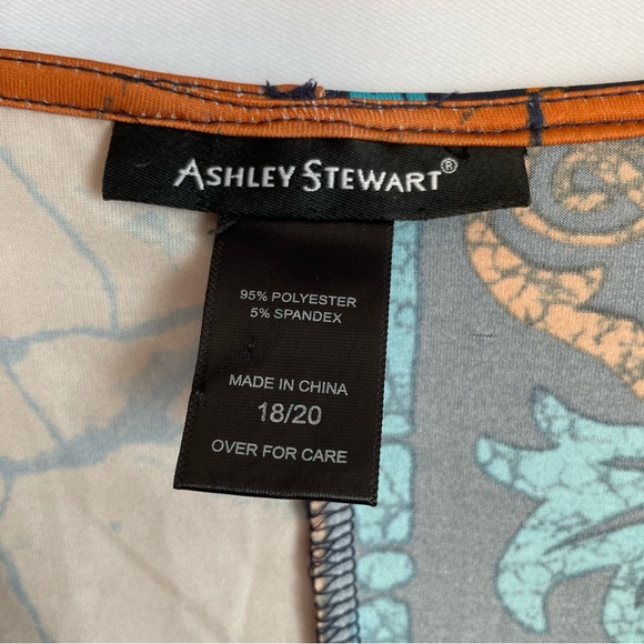 Ashley Stewart Angled Hem Dress Women 18/20 Elastic Waist Boho Cottagecore Chic - Picture 6 of 9